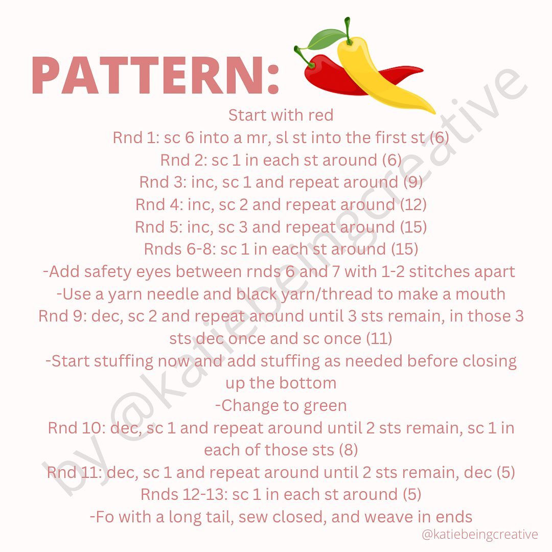 free crochet pattern red pepper