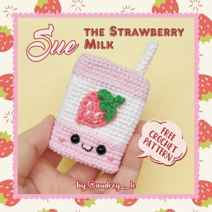 Free Crochet Pattern Strawberry Milk