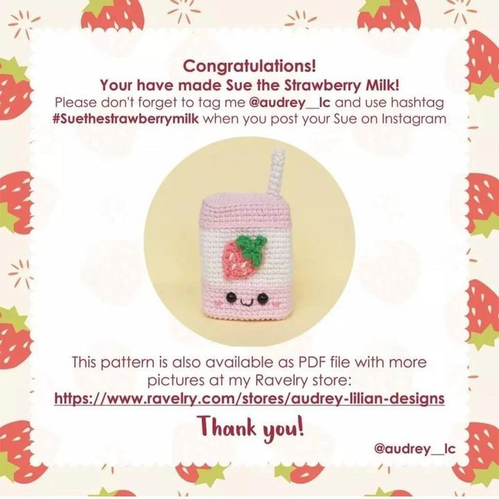 Free Crochet Pattern Strawberry Milk