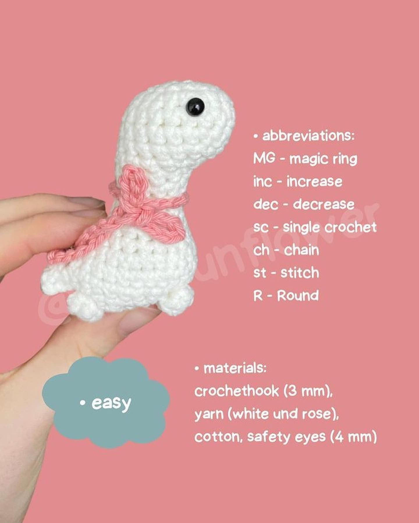 free crochet pattern the little dino