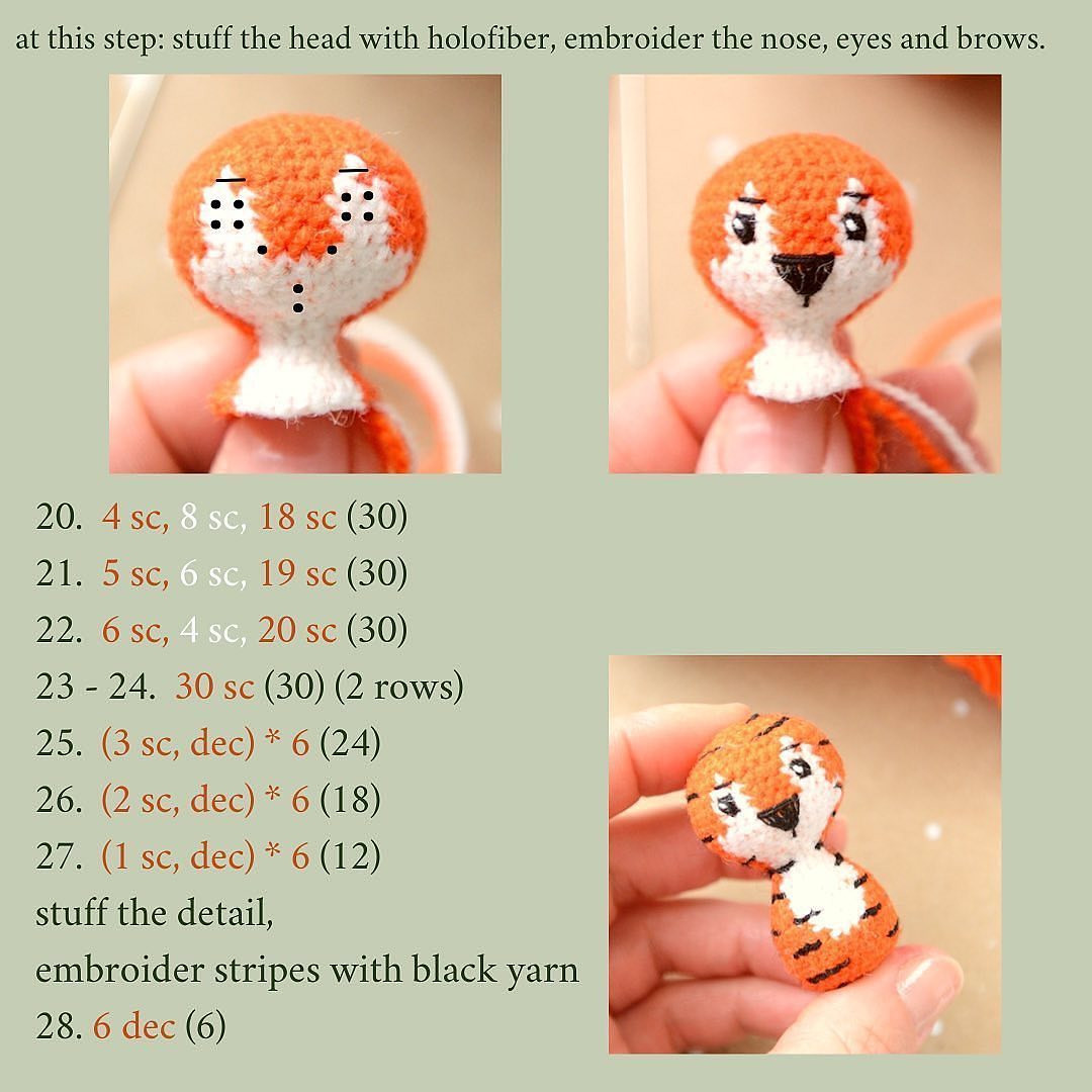 free crochet pattern tiger stripe keychain