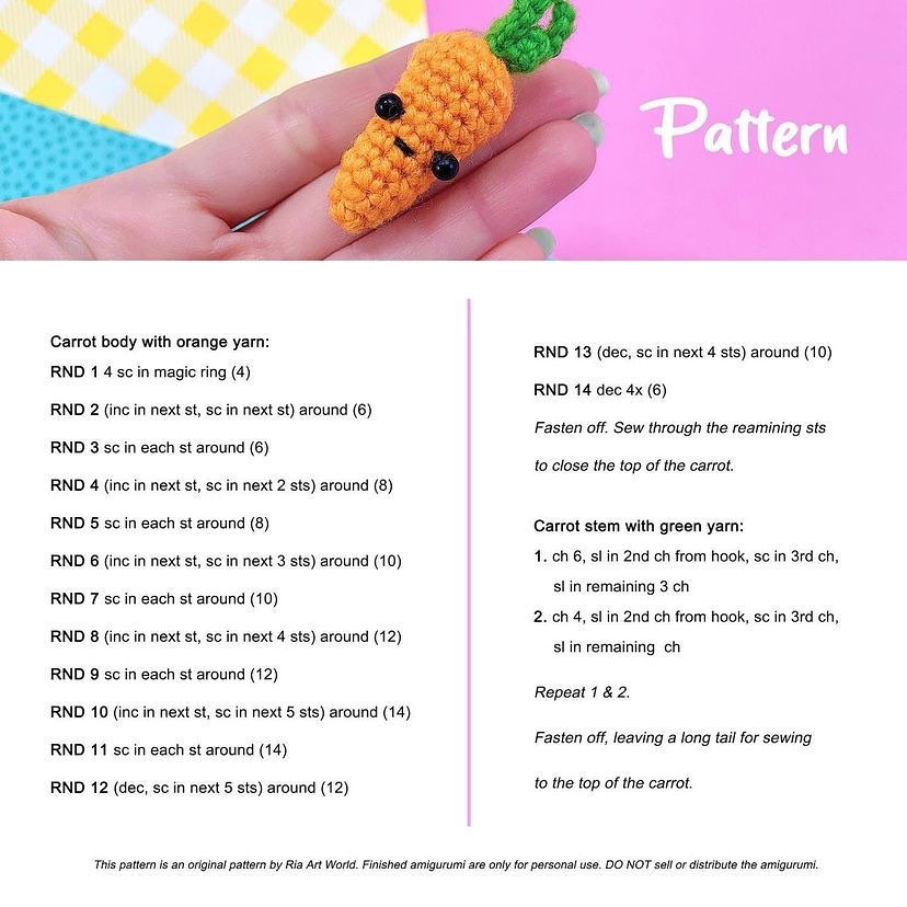 free crochet pattern tiny carrot