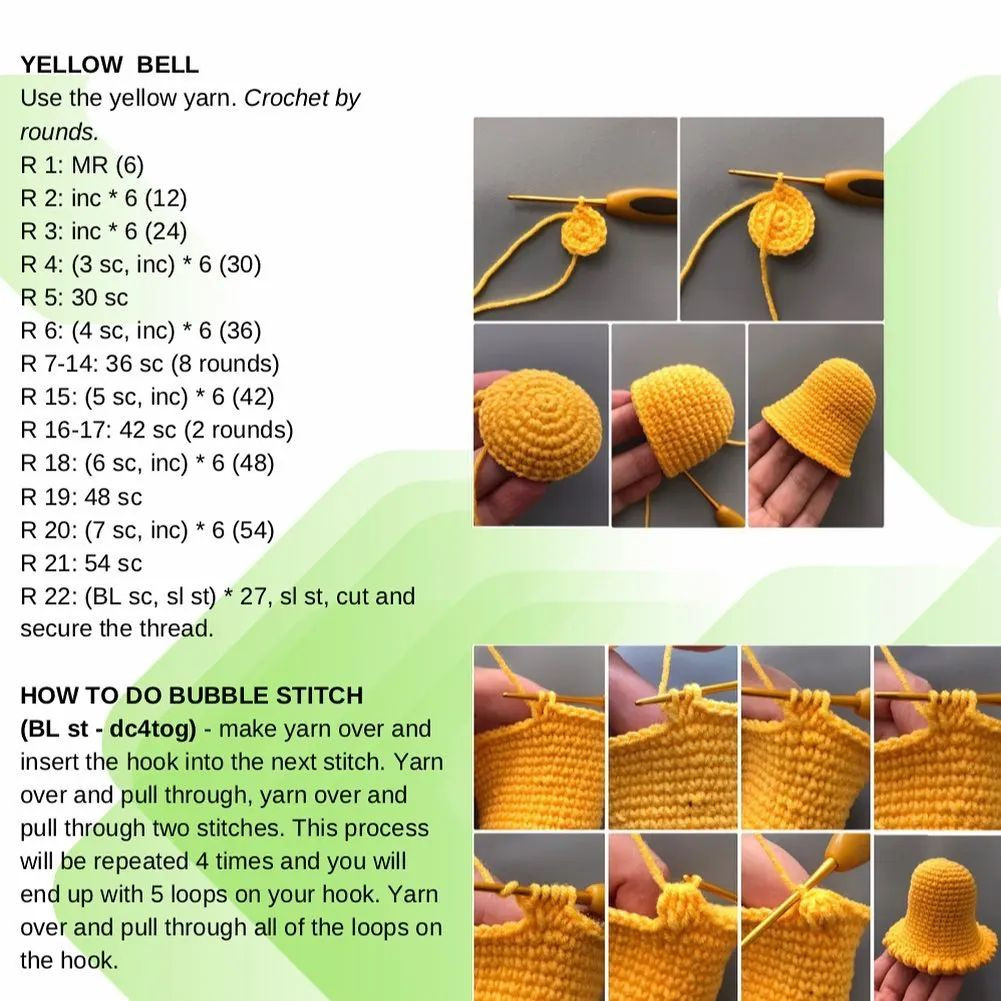 free crochet pattern yellow bell and red bell