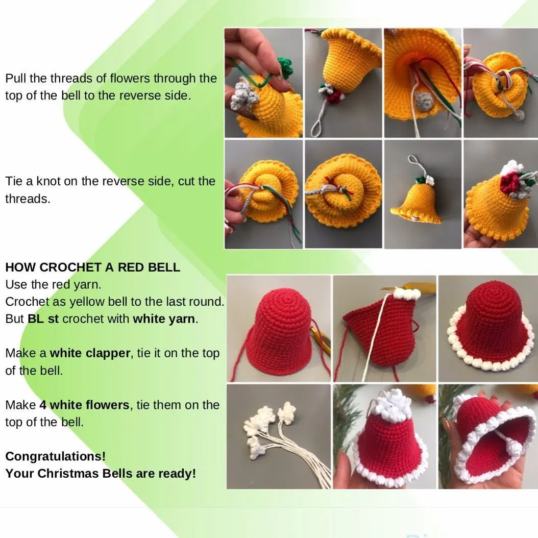 free crochet pattern yellow bell and red bell