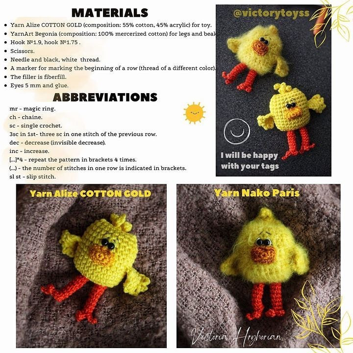 free crochet pattern yellow chicken