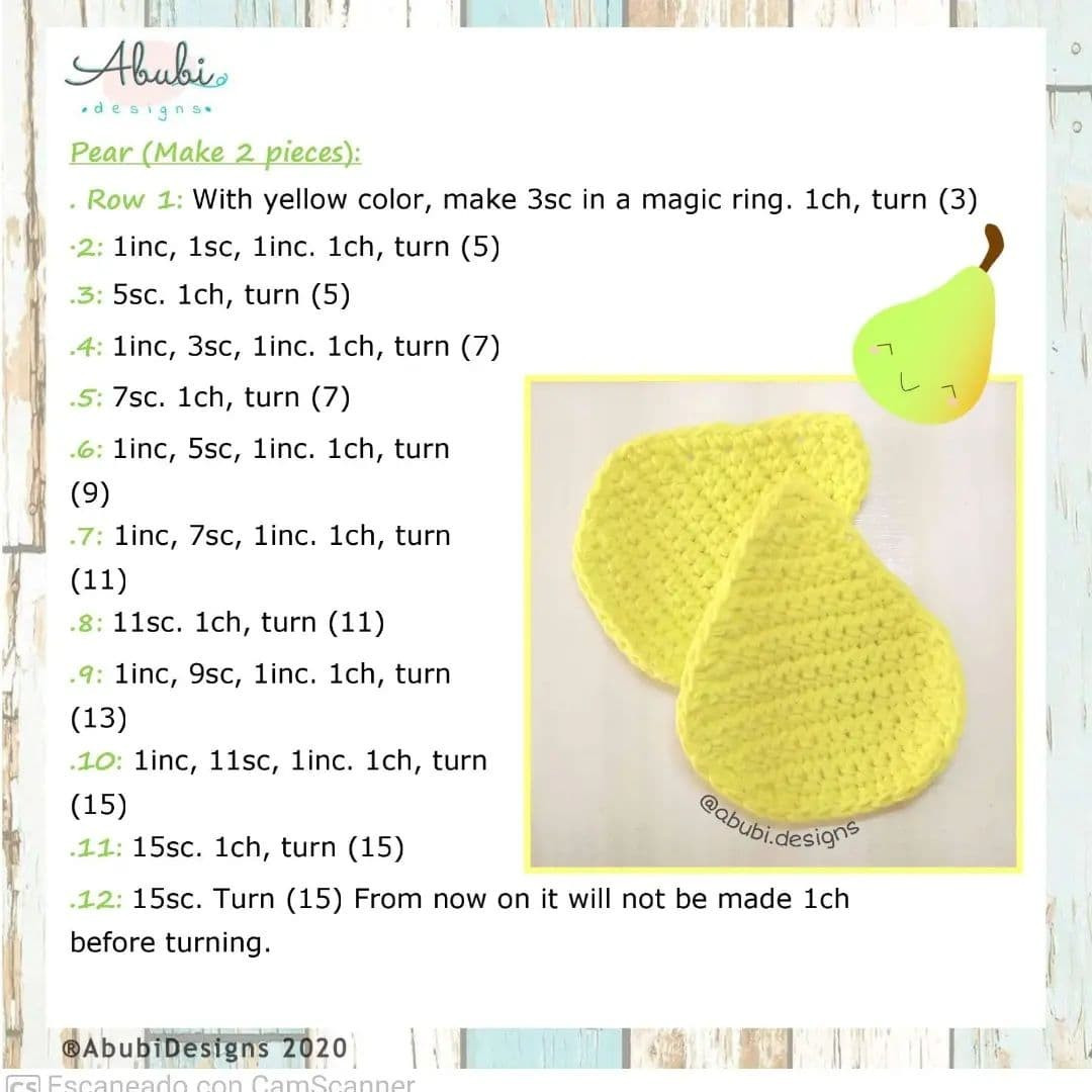 free crochet pattern yellow pear