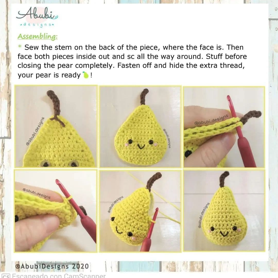 free crochet pattern yellow pear