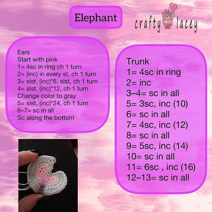 free gray elephant crochet pattern