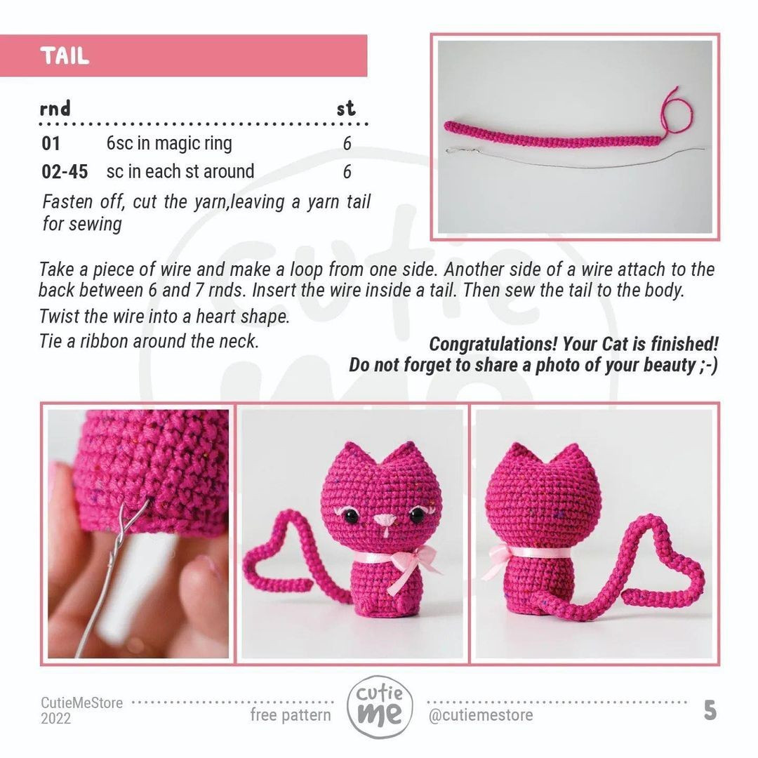 Free Pattern Amigurumi Valentine's Kitten