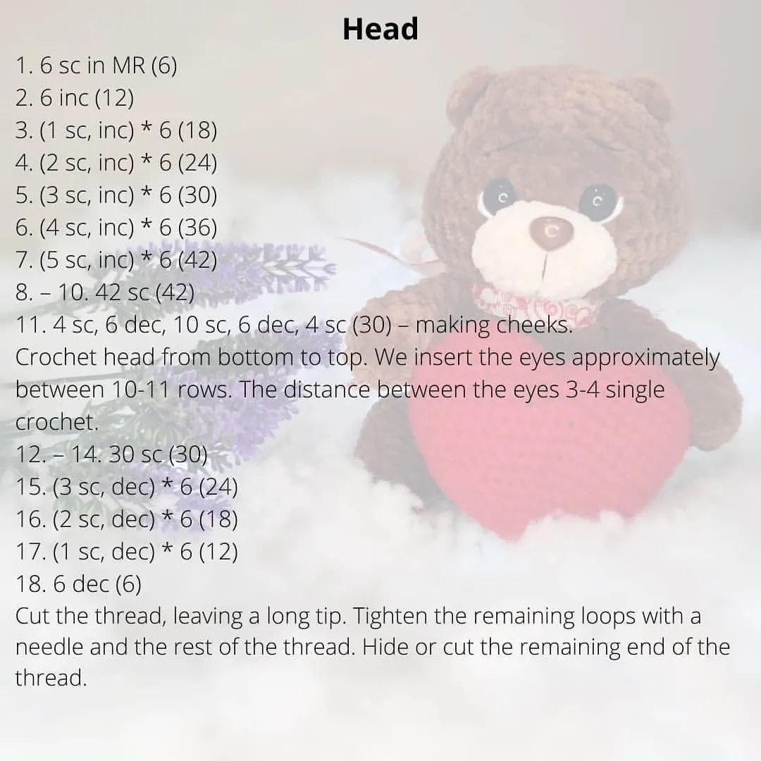 free pattern brown bear, hugging heart.