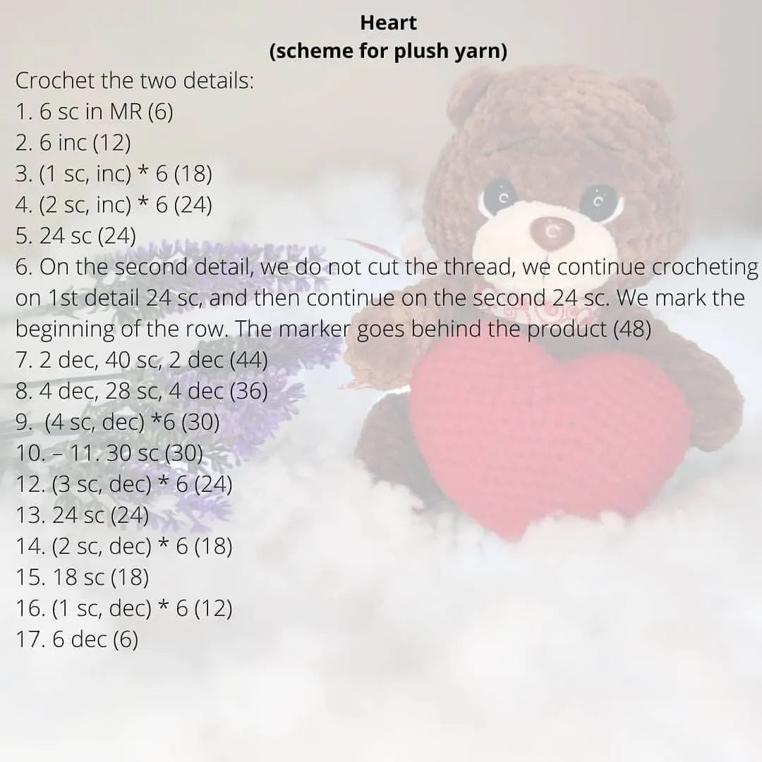 free pattern brown bear, hugging heart.