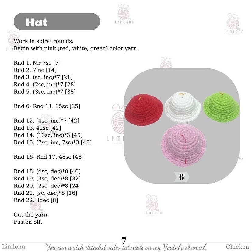 free pattern chicks wearing pig hats, strawberry hats, frog hats and rabbit hats.