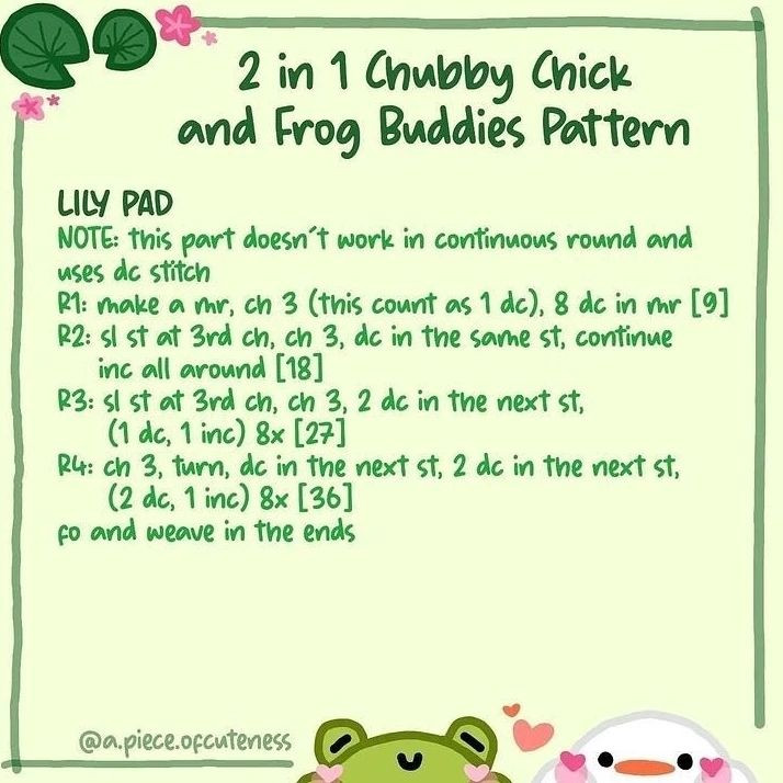 free pattern chubby chick and frog buddies