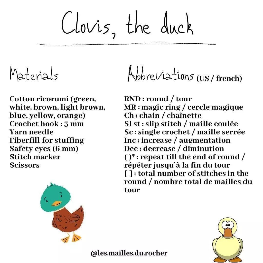 free pattern clovis the duck