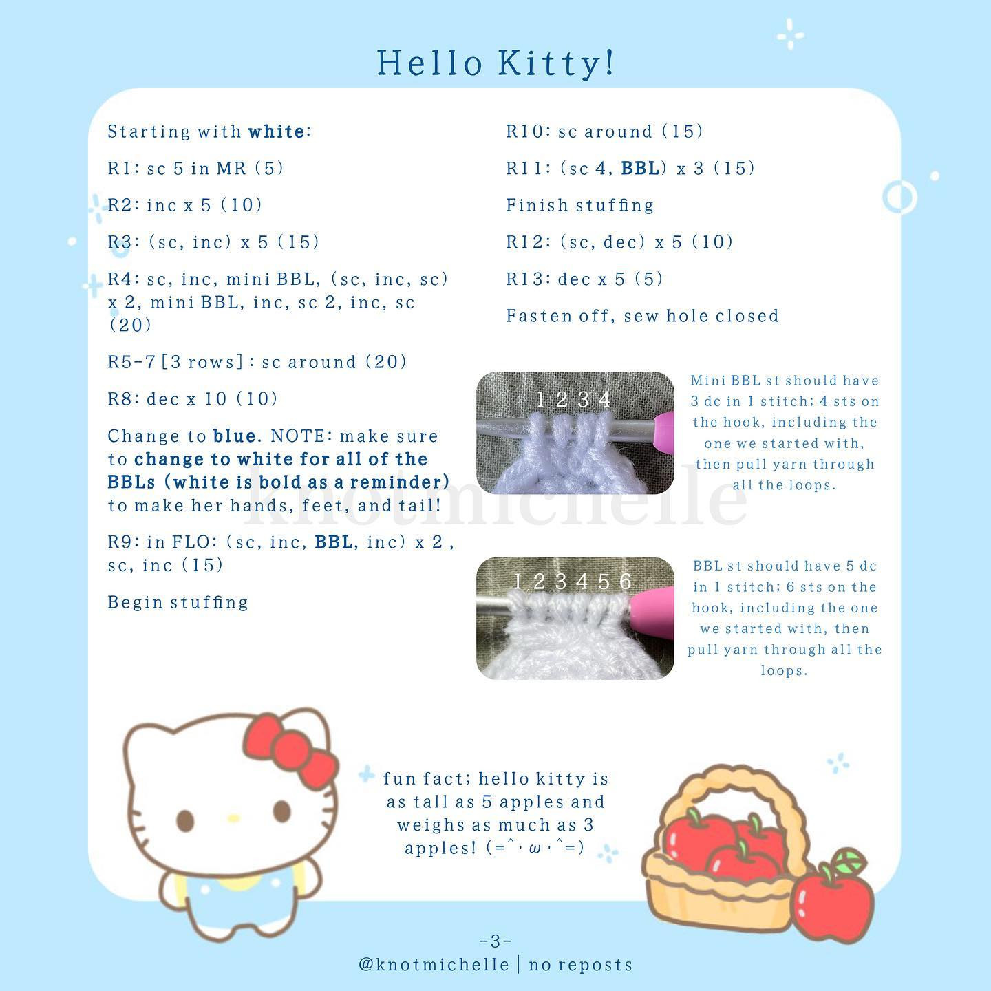 free pattern mini hello kitty
