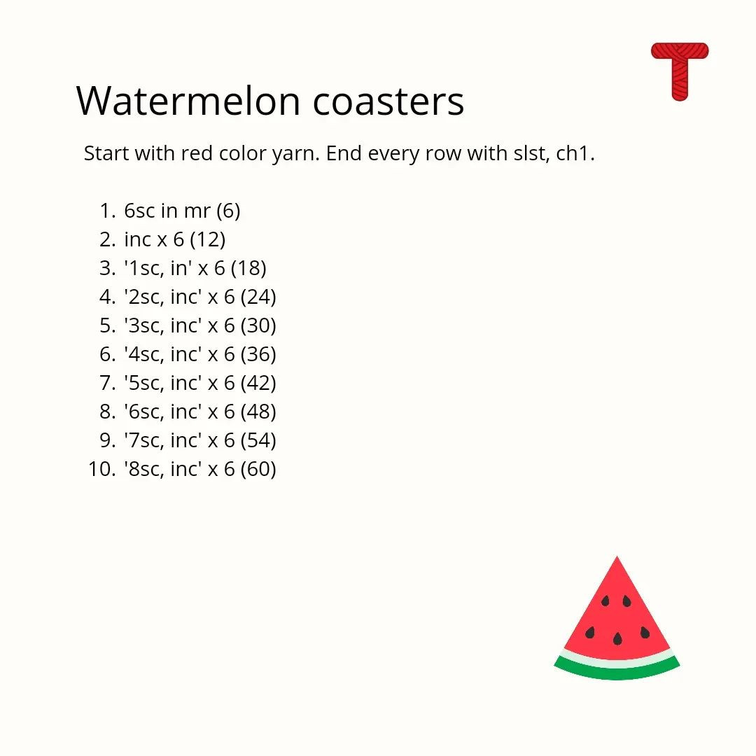 free pattern watermelon coasters