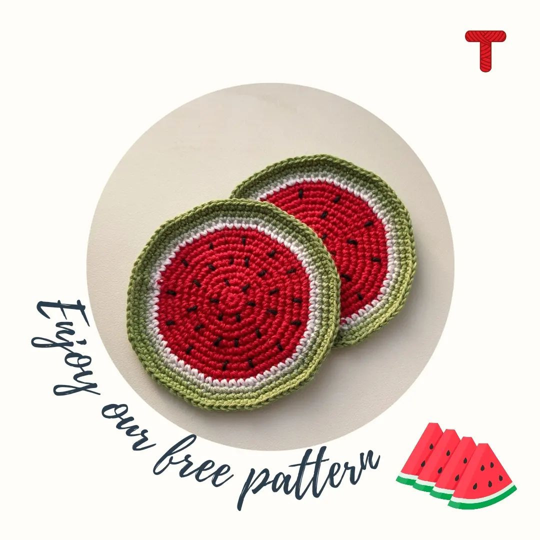 free pattern watermelon coasters