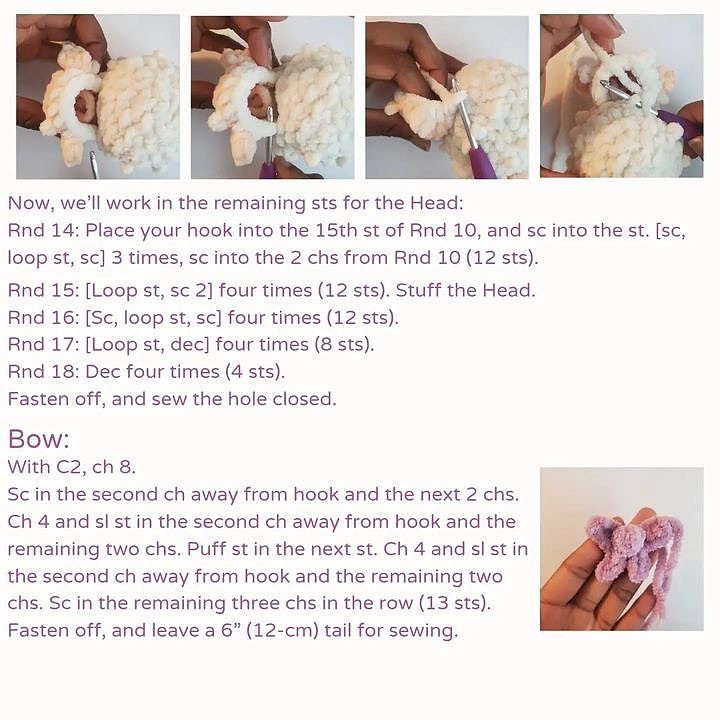 free pattern white sheep wearing pink bow