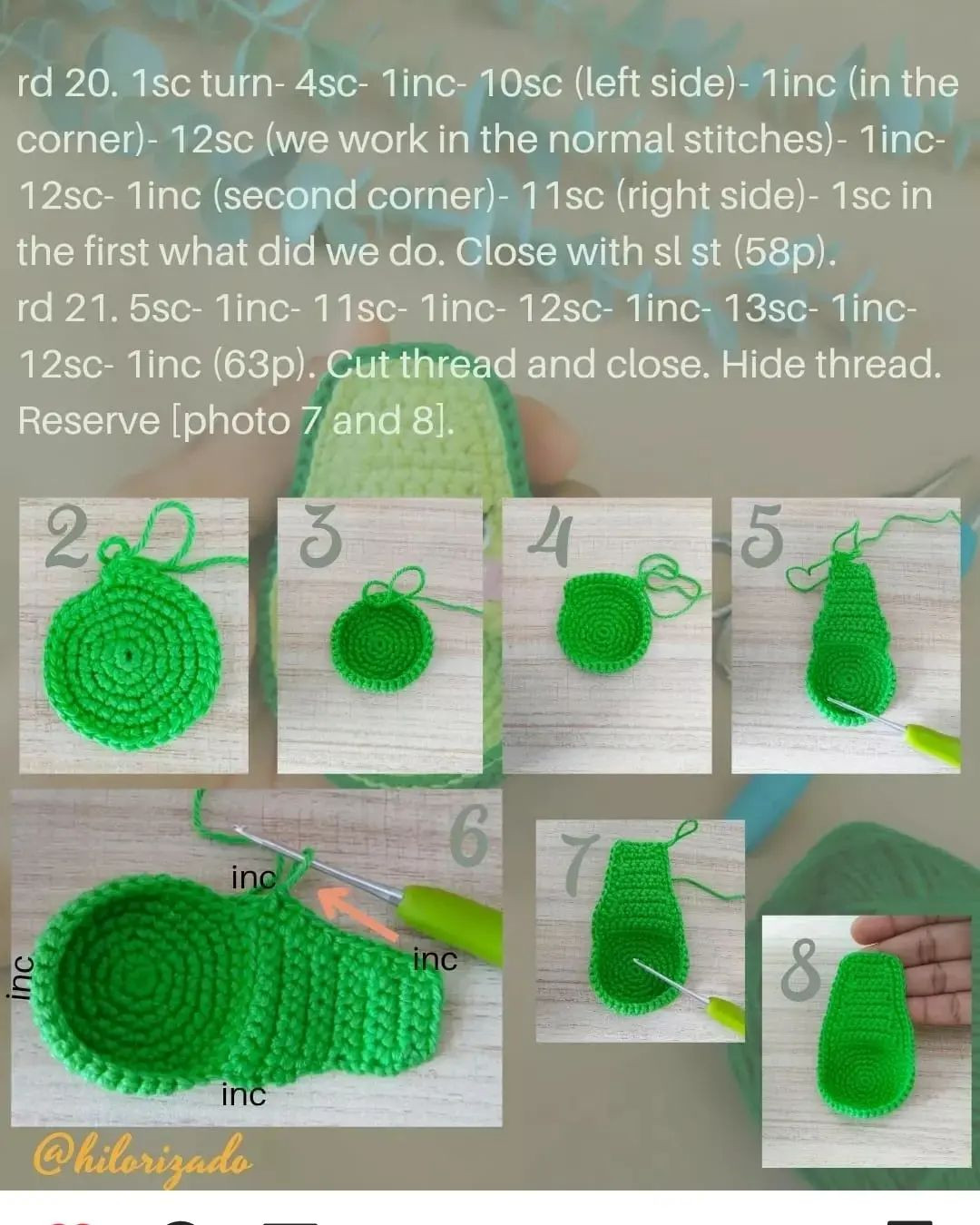 Green avocado crochet pattern.