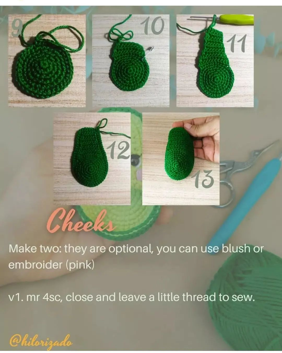 Green avocado crochet pattern.