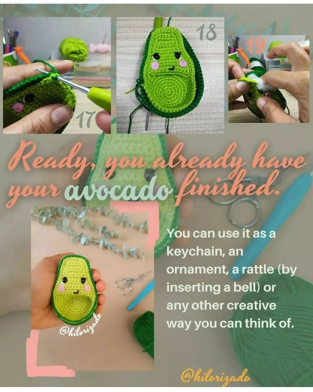 Green avocado crochet pattern.