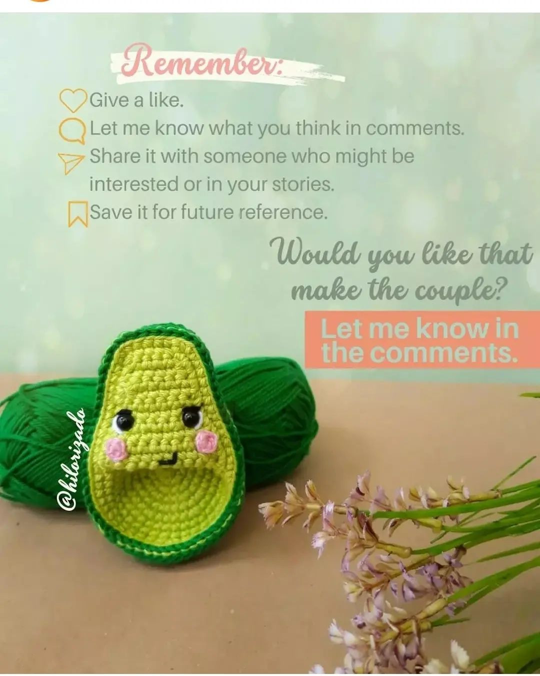 Green avocado crochet pattern.