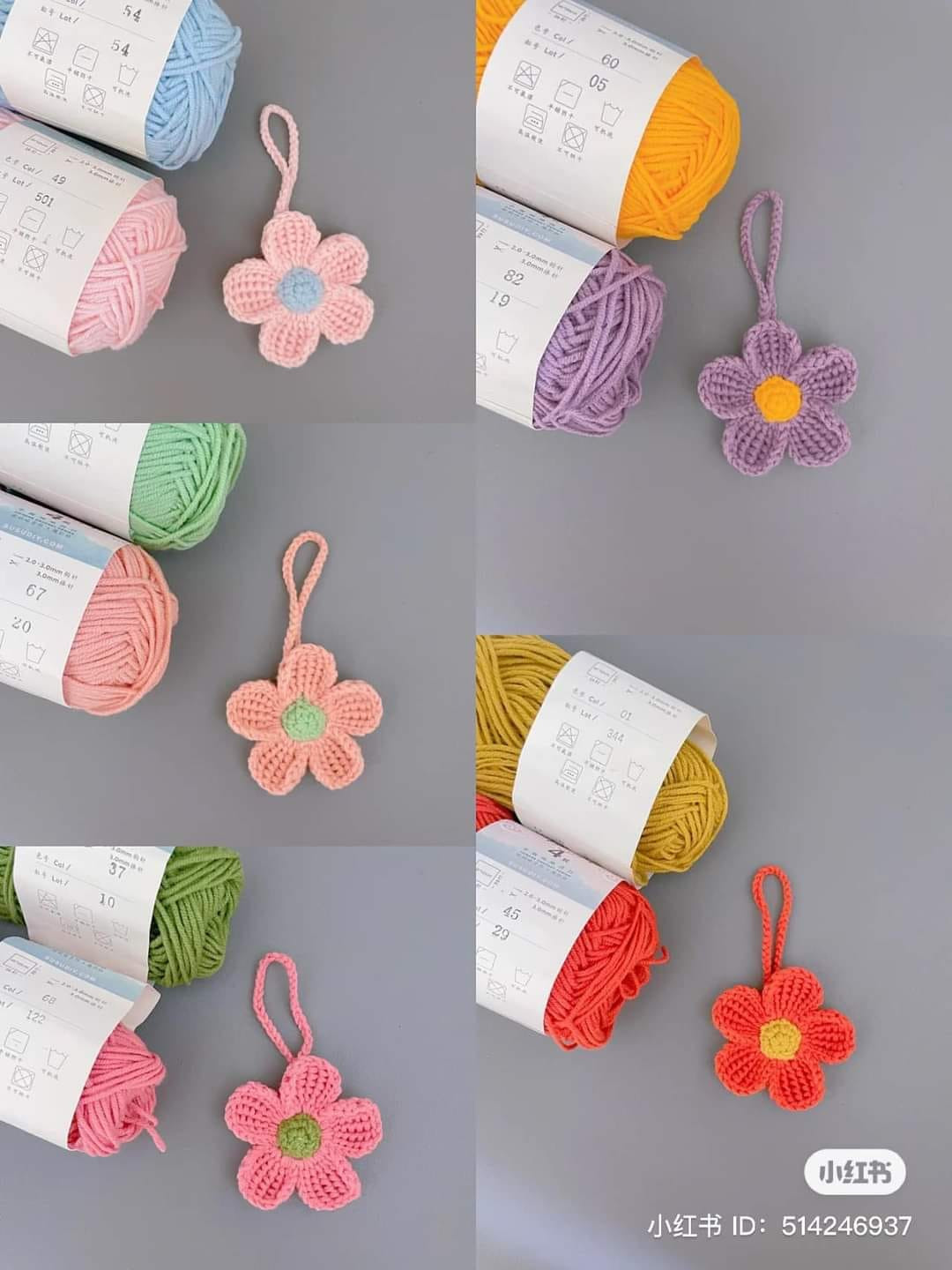 Hairpin crochet pattern with purple flowers, orange flowers, yellow flowers, roses, light roses.