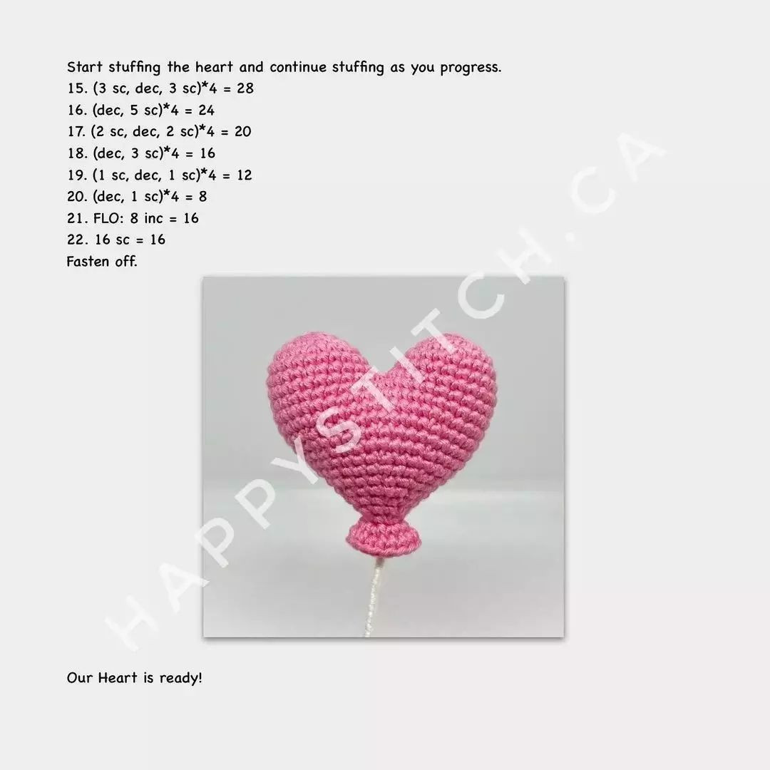 Heart balloon crochet pattern