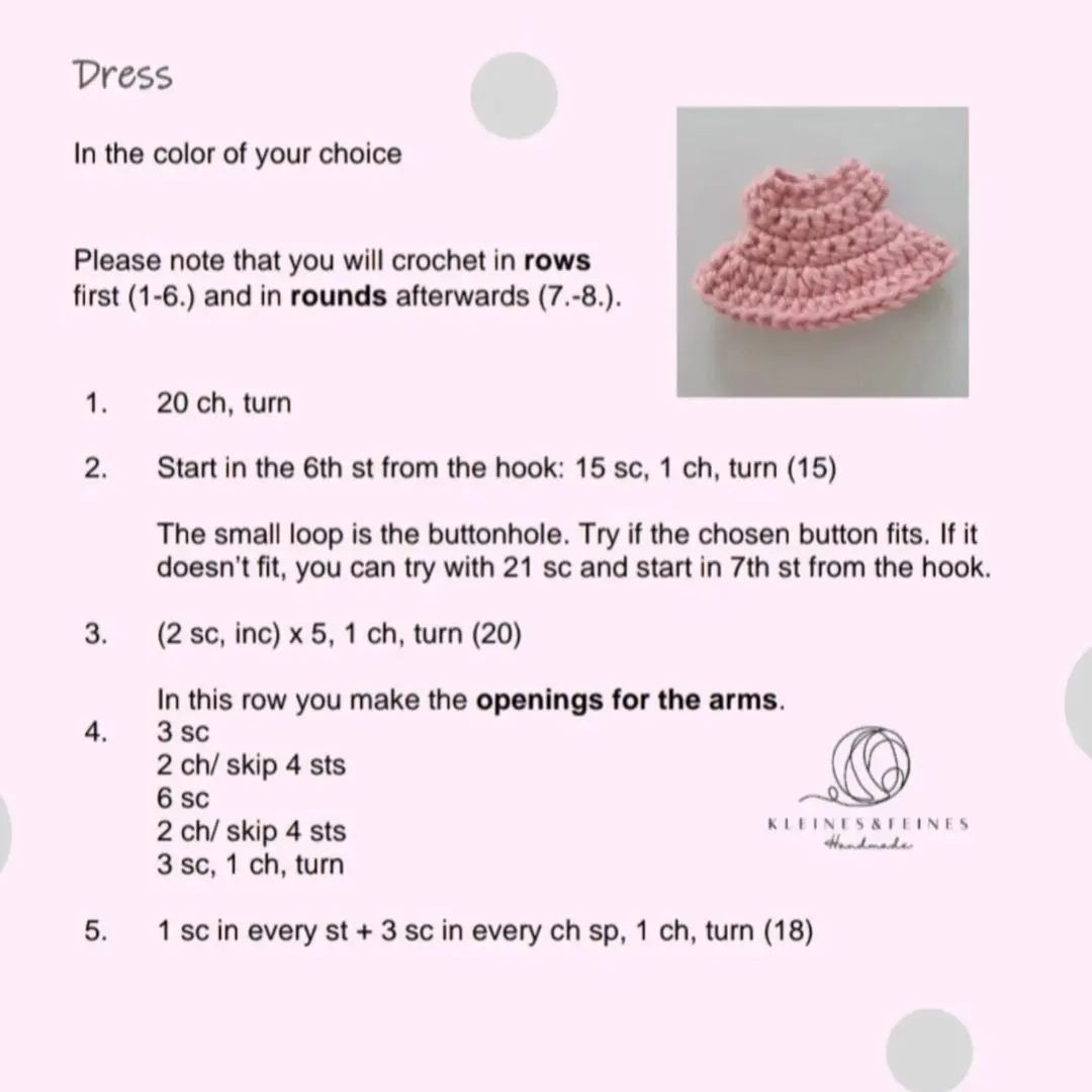 Mouse crochet pattern in pink dress.