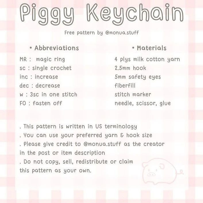 Pink-cheeked pig's head keychain pattern