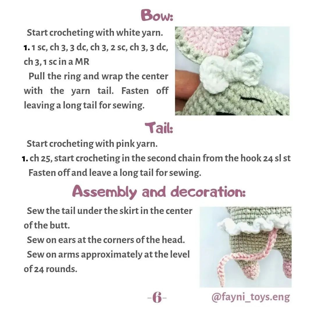 Pink ear crochet pattern
