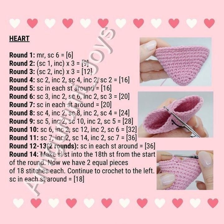 pink, orange heart crocher