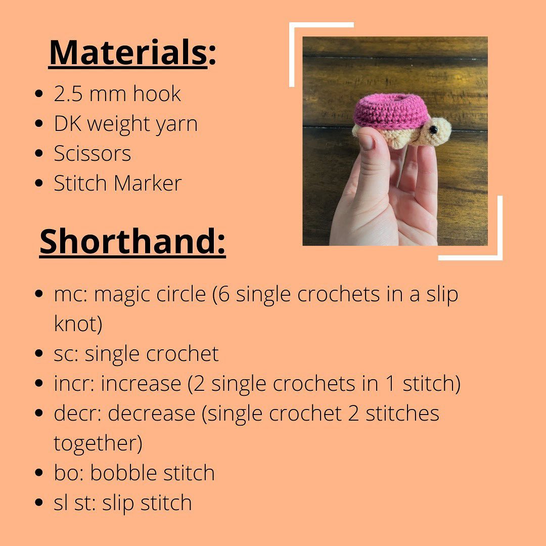 pink shell turtle crochet