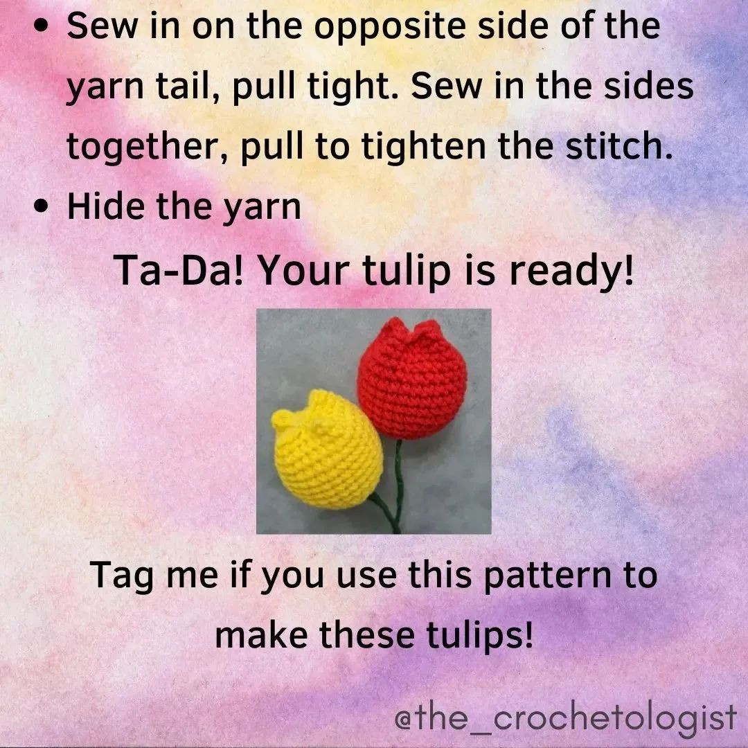 Red and yellow tulip crochet pattern.