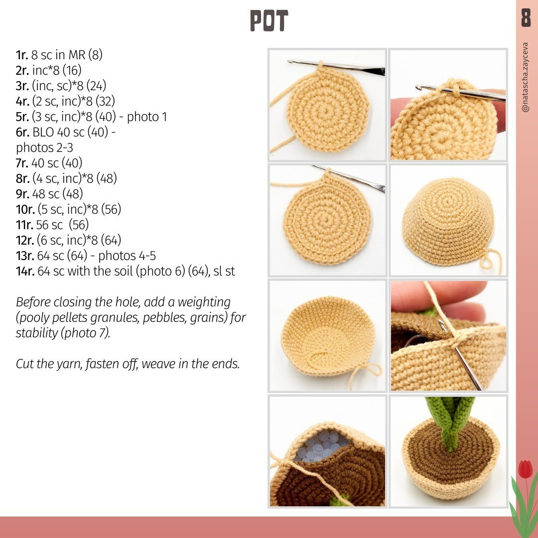 Rose pot crochet pattern