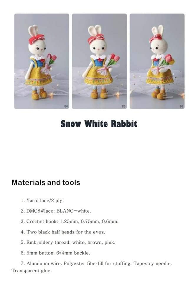 Snow white rabbit crochet pattern