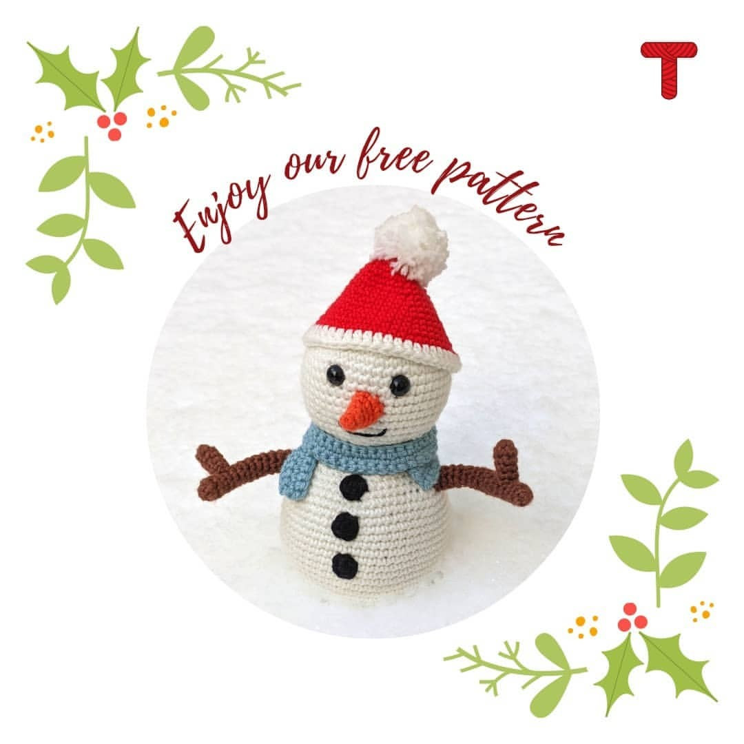 snowman wearing red hat, red nose, scarf