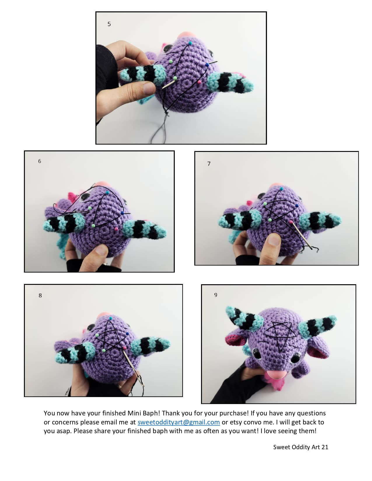 Sweet oddity art mini baphomet crochet pattern