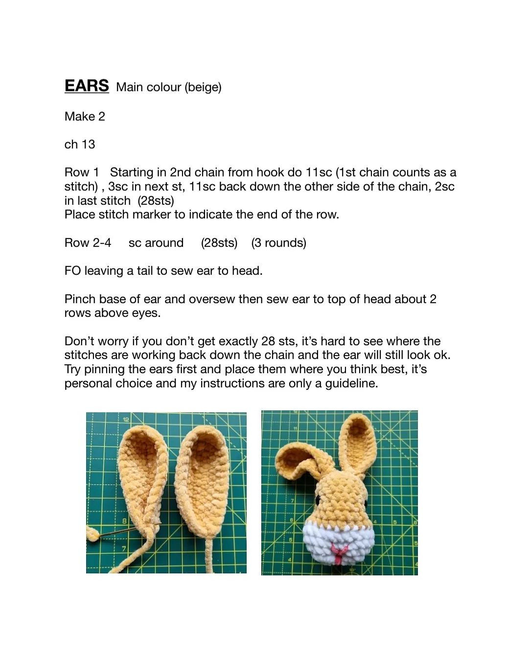 White muzzle rabbit crochet pattern