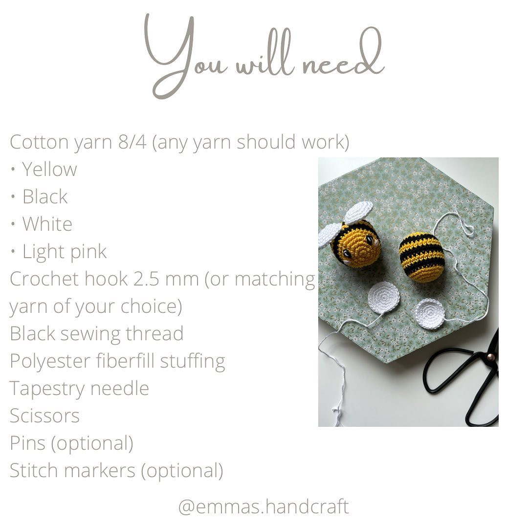 White winged bee crochet pattern with black stripes.