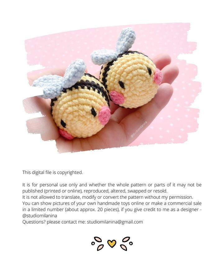 Yellow and blue winged bee crochet pattern