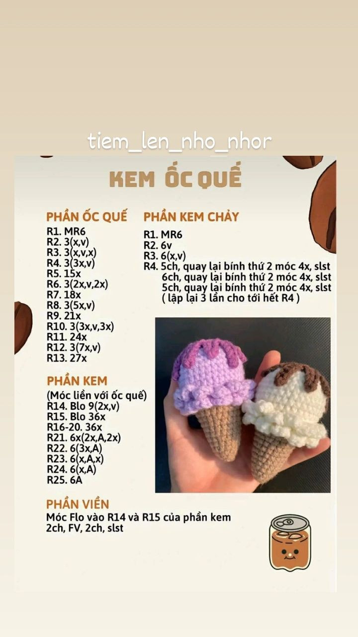 Bộ sưu tập bốn chart đáng yêu, Chart móc đầu heo, chart dịch bé gấu cute, chart móc kem ốc quế, bé chuột, we bare bears