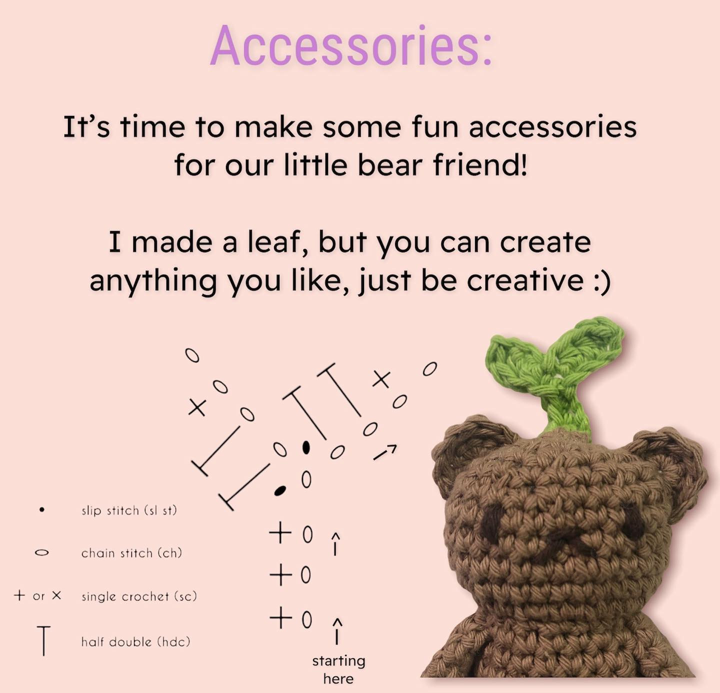 brown bear green leaves free crochet pattern