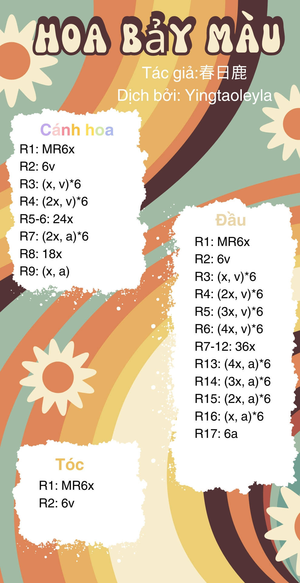 Chart móc Hoa bảy màu, tóc màu vàng, cánh hoa bảy màu