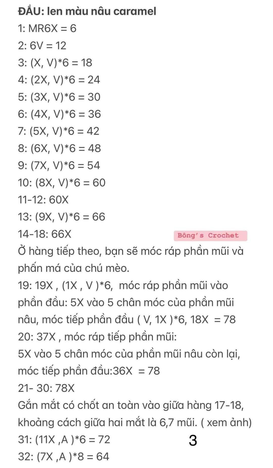 Chart móc len con mèo nâu đội mũ màu xanh quấn cổ khăn màu xanh.