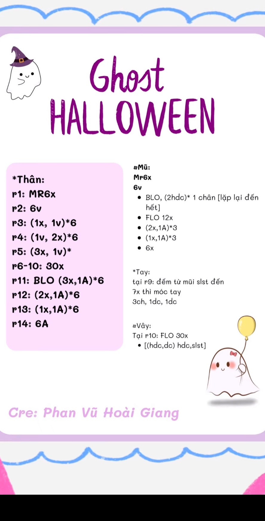 chart móc len ghost halloween