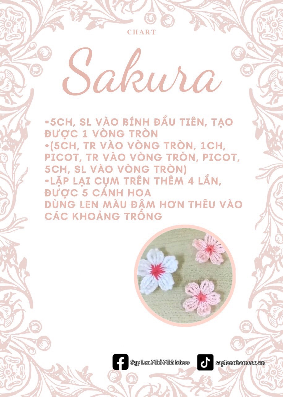 Chart móc len Hoa Anh Túc, hoa lyly, hoa Sakura