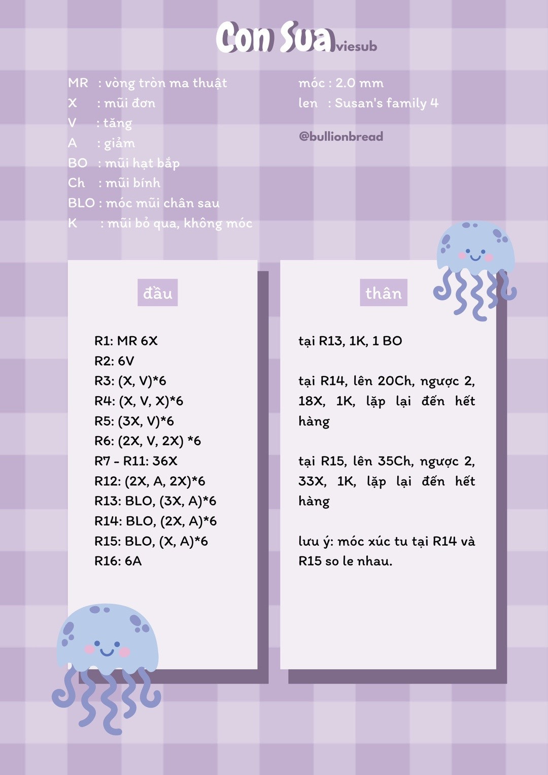 Chart móc len móc khóa con sứa