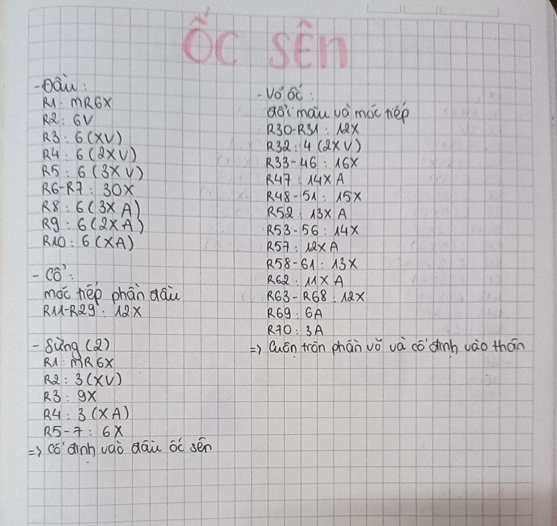 chart móc len ốc sên