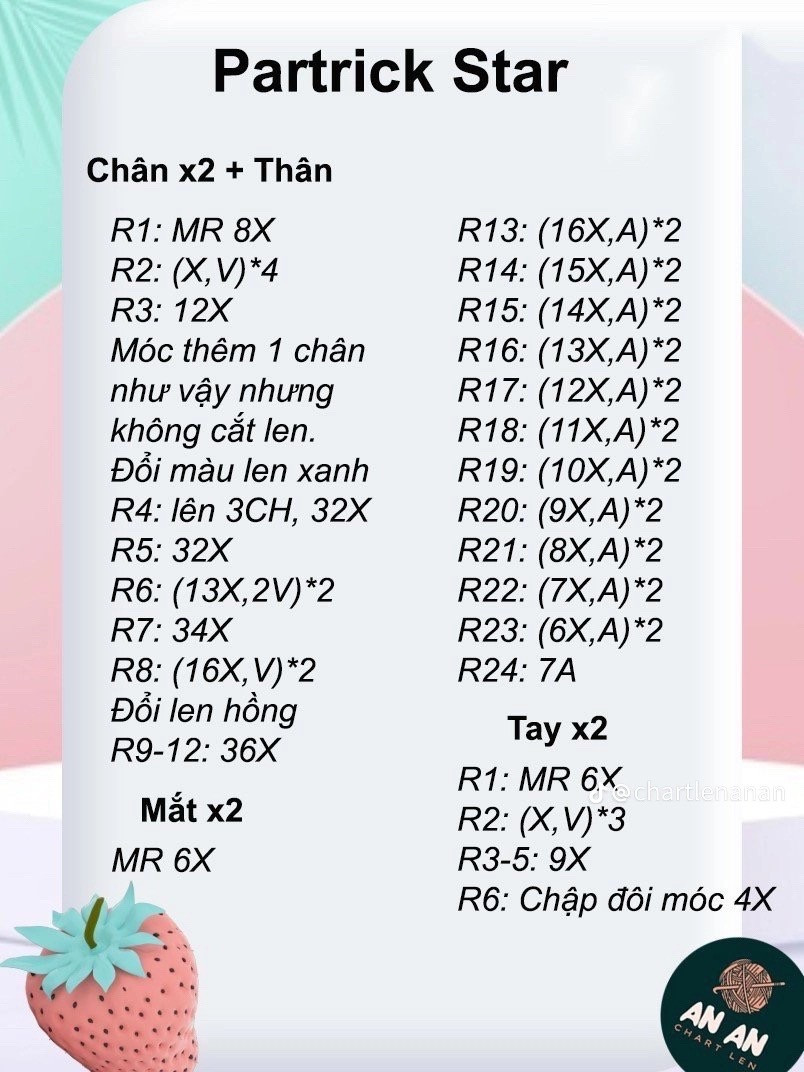 Chart móc len partrick star